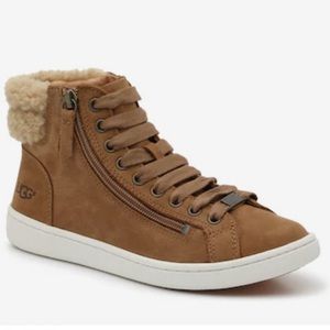 Ugh olive high-top sneaker/bootie.